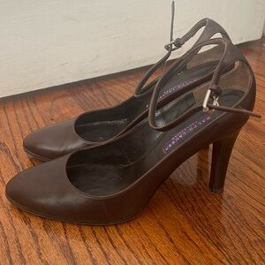 Vintage Ralph Lauren Collection brown leather heels 8.5 good condition / no box